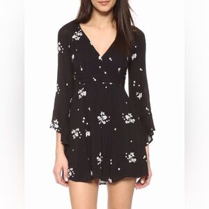 Free People OB456149S Black/White Jasmine Embroidery Kimono Fit/Flare Dress $148